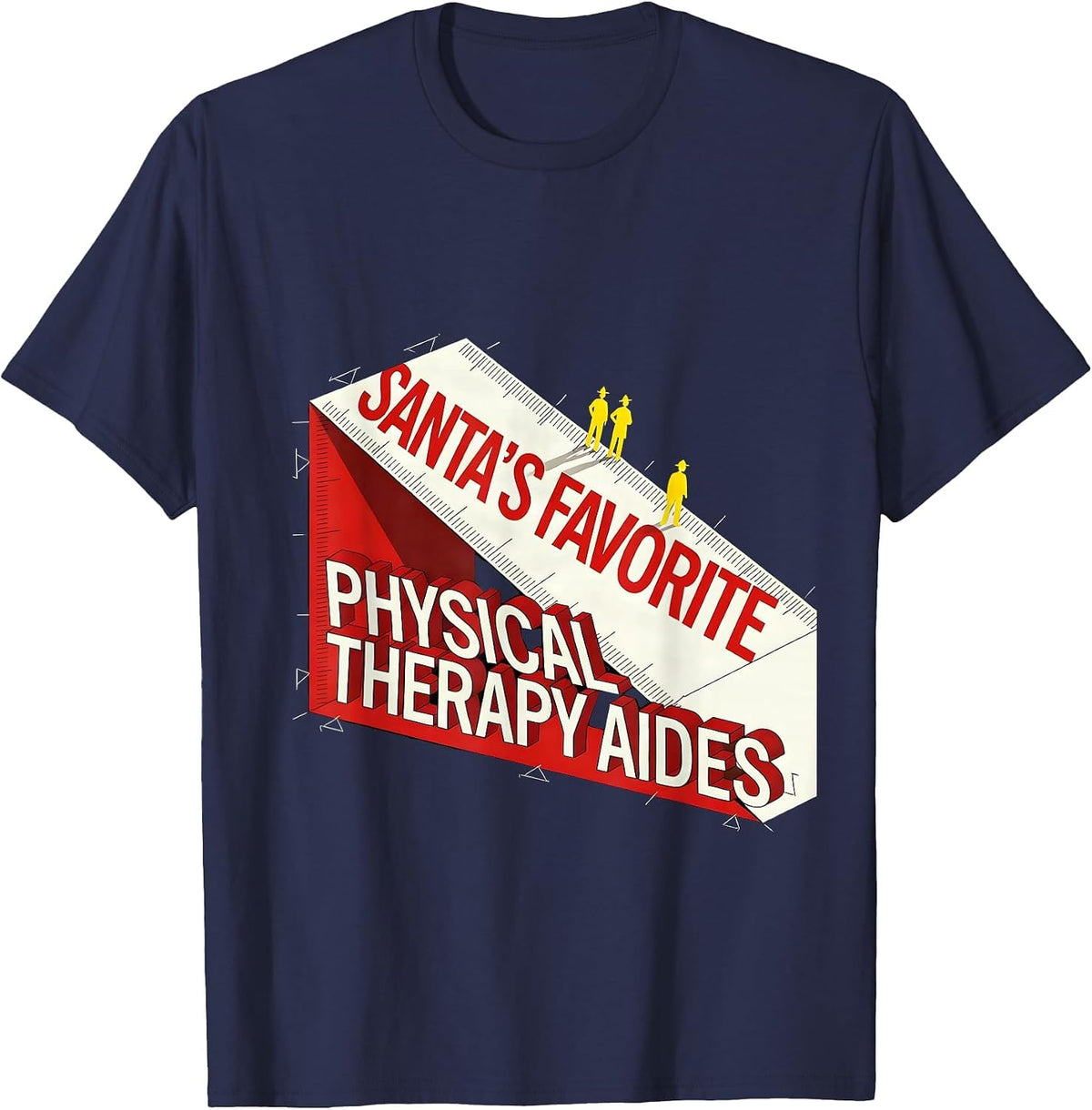 Santa's Favorite Physical Therapy Aides Funny Gift T-Shirt - Navy Blue