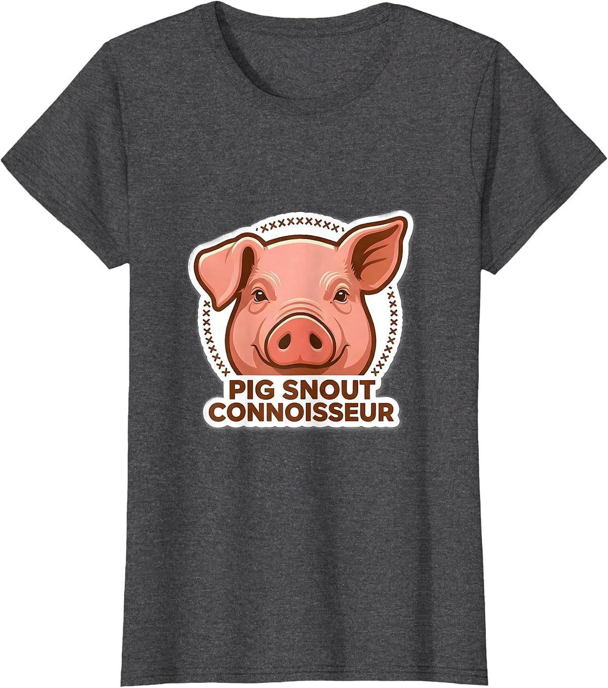 Women's Pig Snout Connoisseur Funny Pig Lover Guinea Pig Humor T-Shirt - Dark Heather Grey