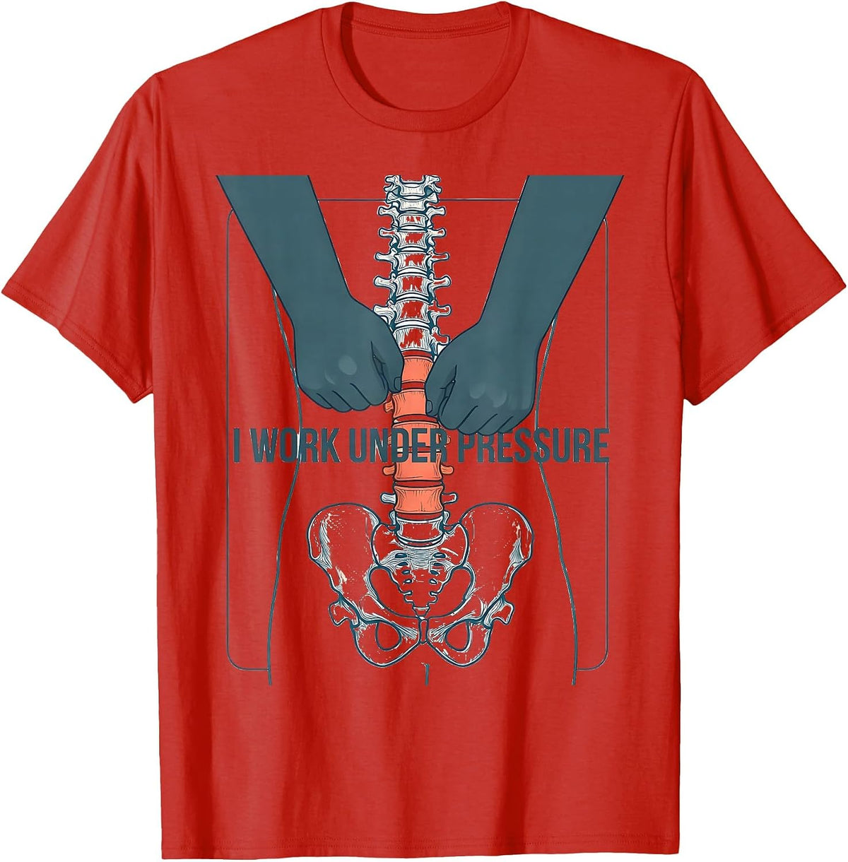 Men's I Work Under Pressure Funny Physical Therapist PT Massage T-Shirt - Red