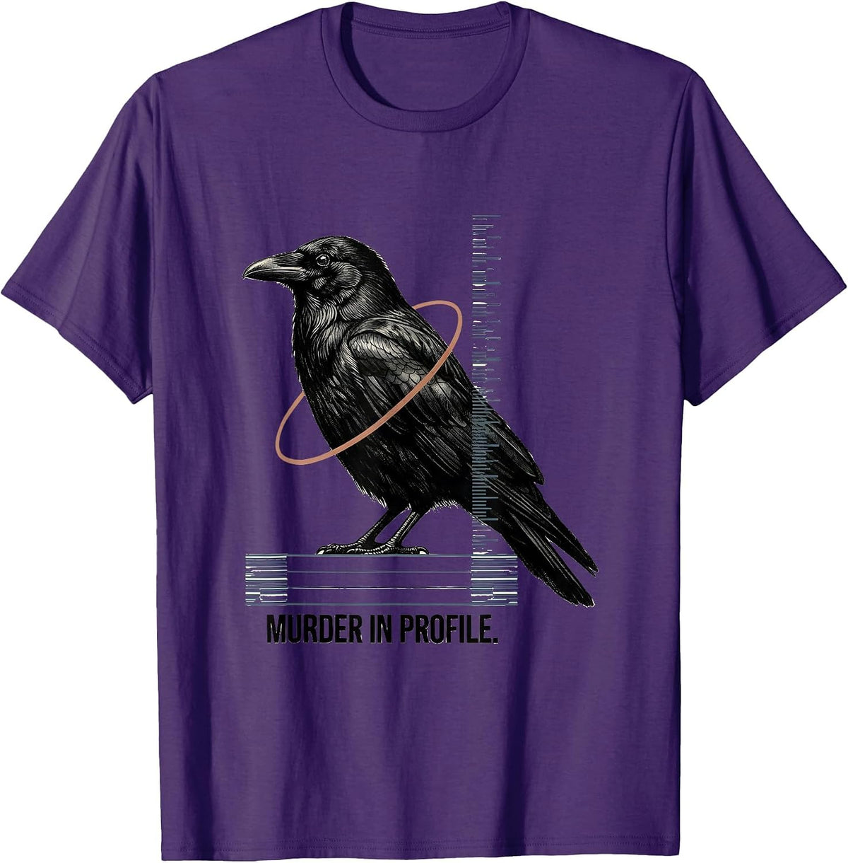 Men's Murder In Profile Gothic Crow Raven Humor Literary Pun T-Shirt - Purple