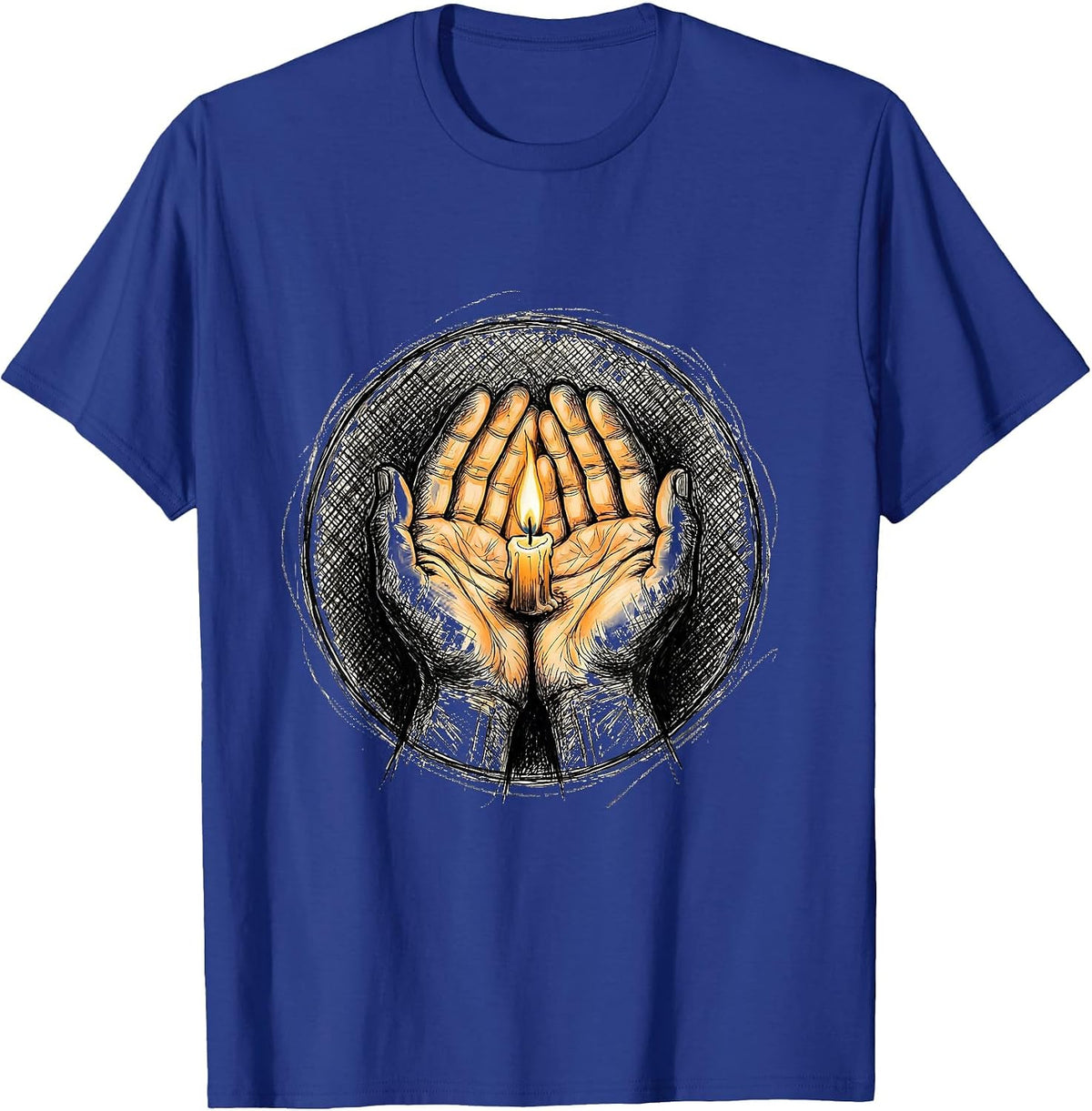 Suicide Prevention Awareness Candle Flame Cupped Hands T-Shirt - Royal Blue