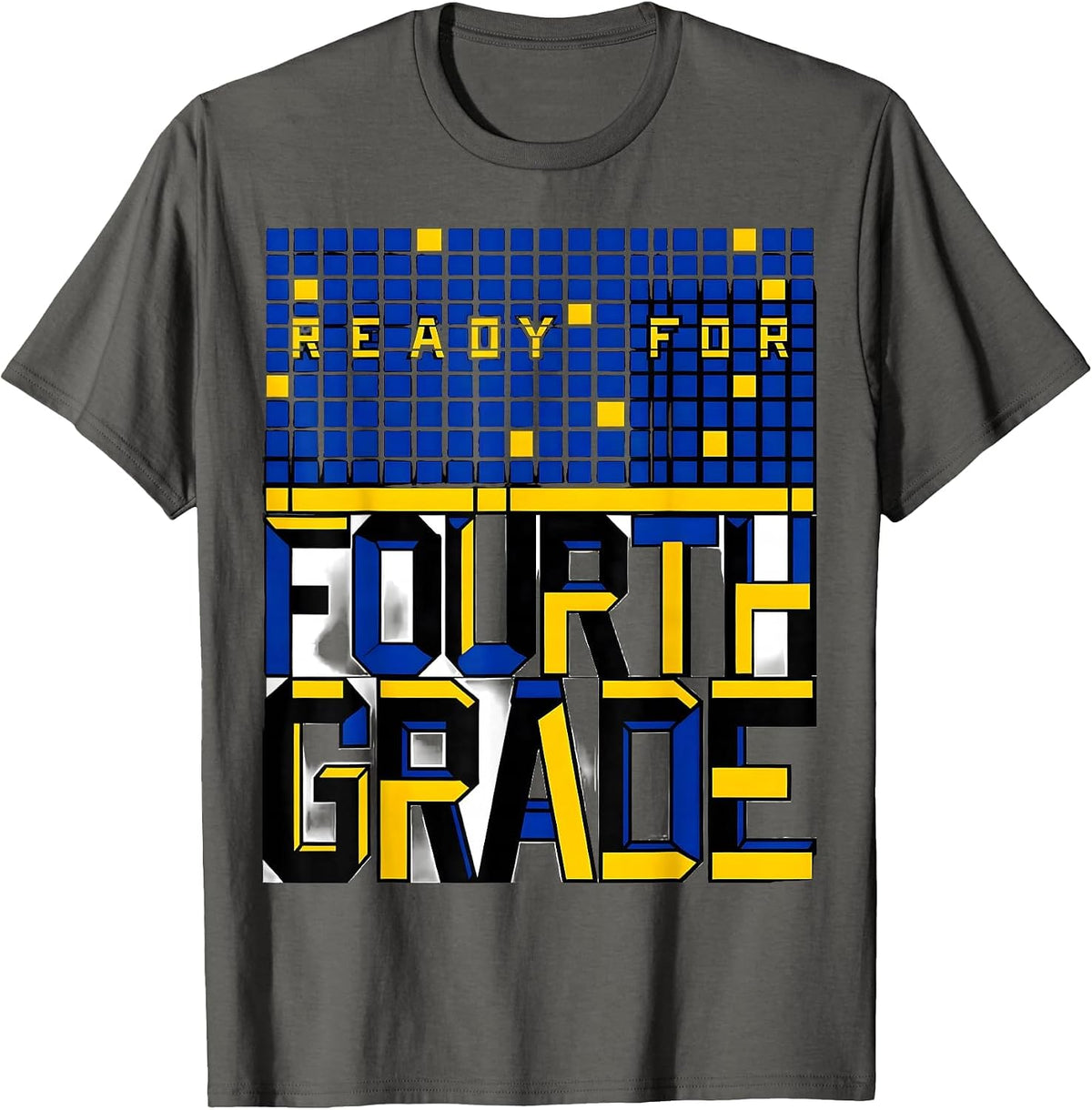 Men's Ready For Fourth Grade Geometric Preppy Girls Back To School T-Shirt - Asphalt Grey