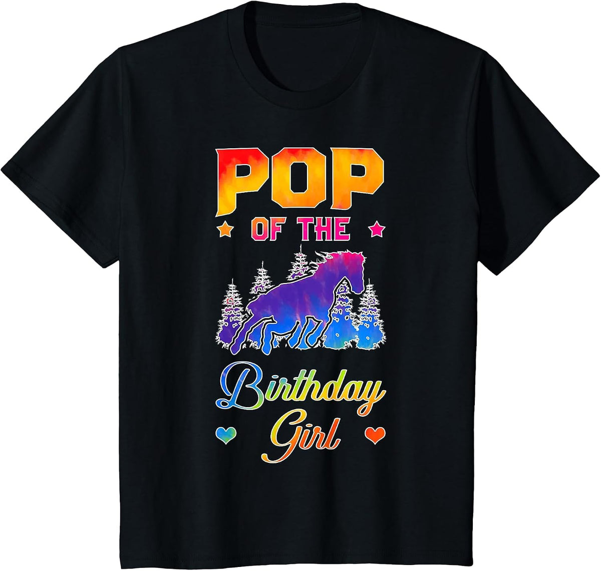 Pop of The Birthday Girl Horse Family Bday Party T-Shirt - Black