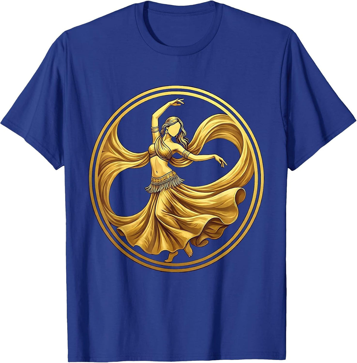 Belly Dancer Coins and Silk Scarves Illustration T-Shirt - Royal Blue