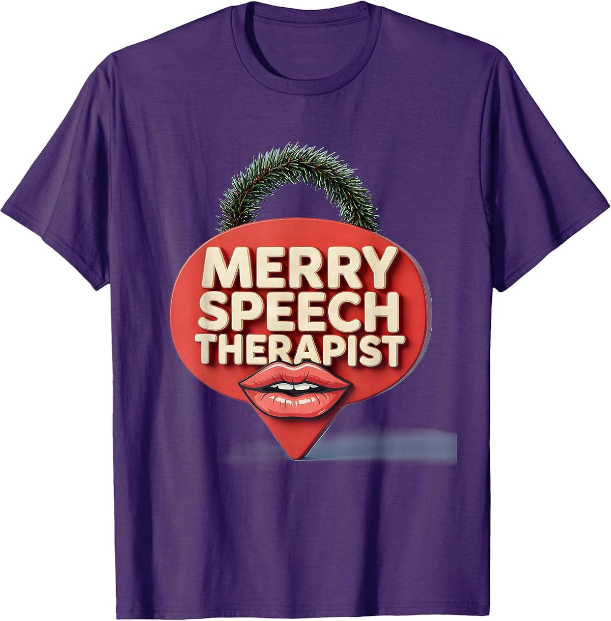 Men's Merry Speech Therapist Bold Chunky Holiday SLP Gift T-Shirt - Purple