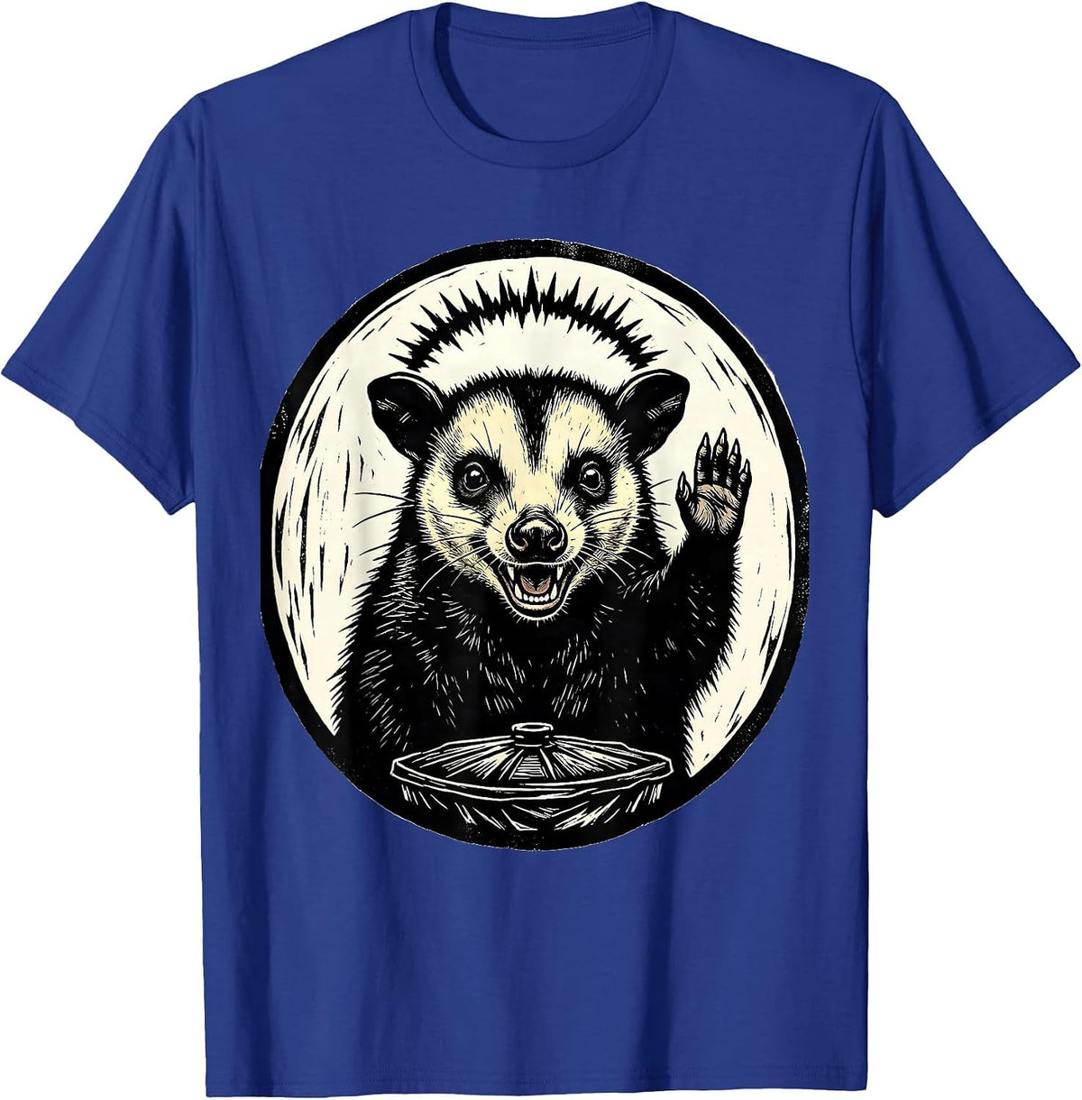 Calm Blessing Opossum Linocut Meme Humor Gift T-Shirt - Royal Blue
