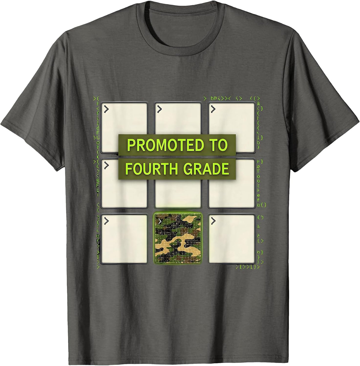 Promoted To Fourth Grade Camo Back To School Boys T-Shirt - Asphalt Grey