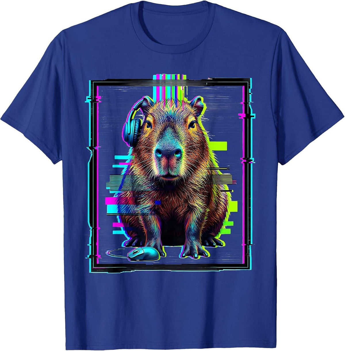 Capybara Gamer Glitch Humor Meme Lover T-Shirt - Royal Blue