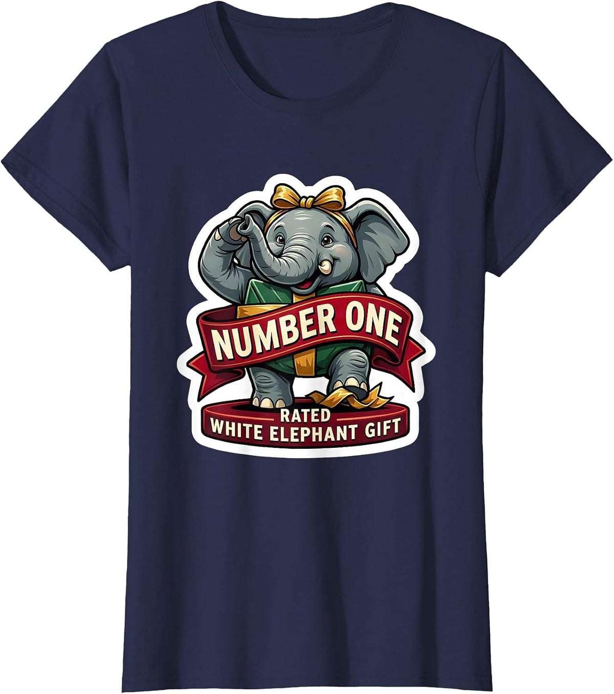 Women's Number One Rated White Elephant Gift Funny Adult Exchange T-Shirt - Navy Blue
