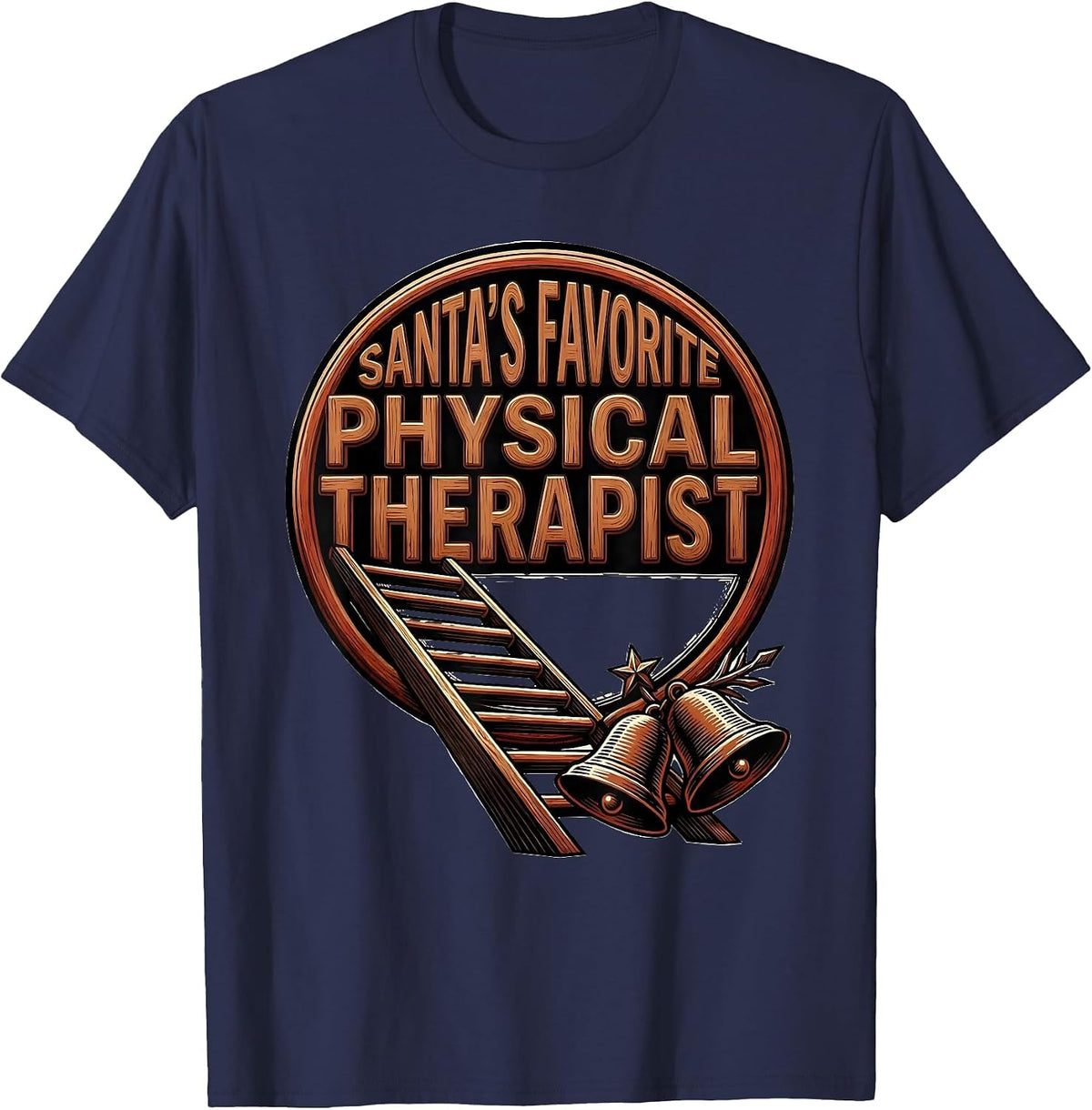 Santa's Favorite Physical Therapist Funny Rehab Christmas T-Shirt - Navy Blue