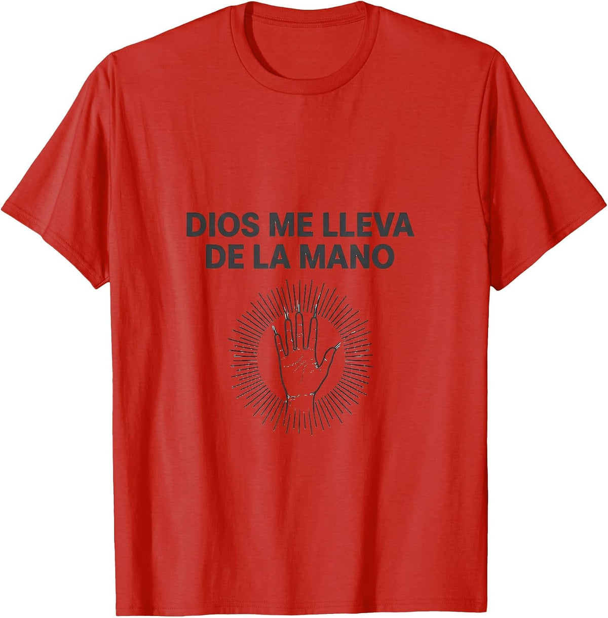 Men's Dios Me Lleva De La Mano Funny Bilingual Spanish Pride T-Shirt - Red