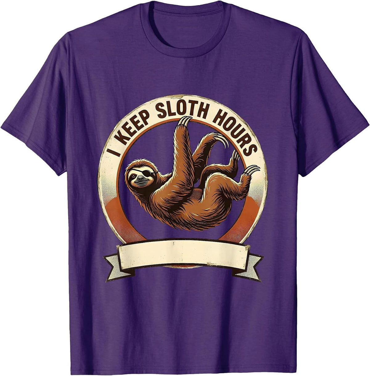 I Keep Sloth Hours Funny Sloth Lover Humor Vintage T-Shirt - Purple