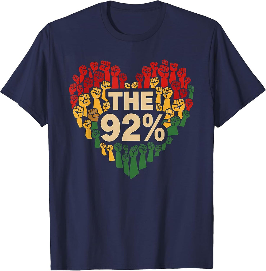 92 Percent 92% Black Women History Month Proud Black Women T-Shirt - Navy Blue