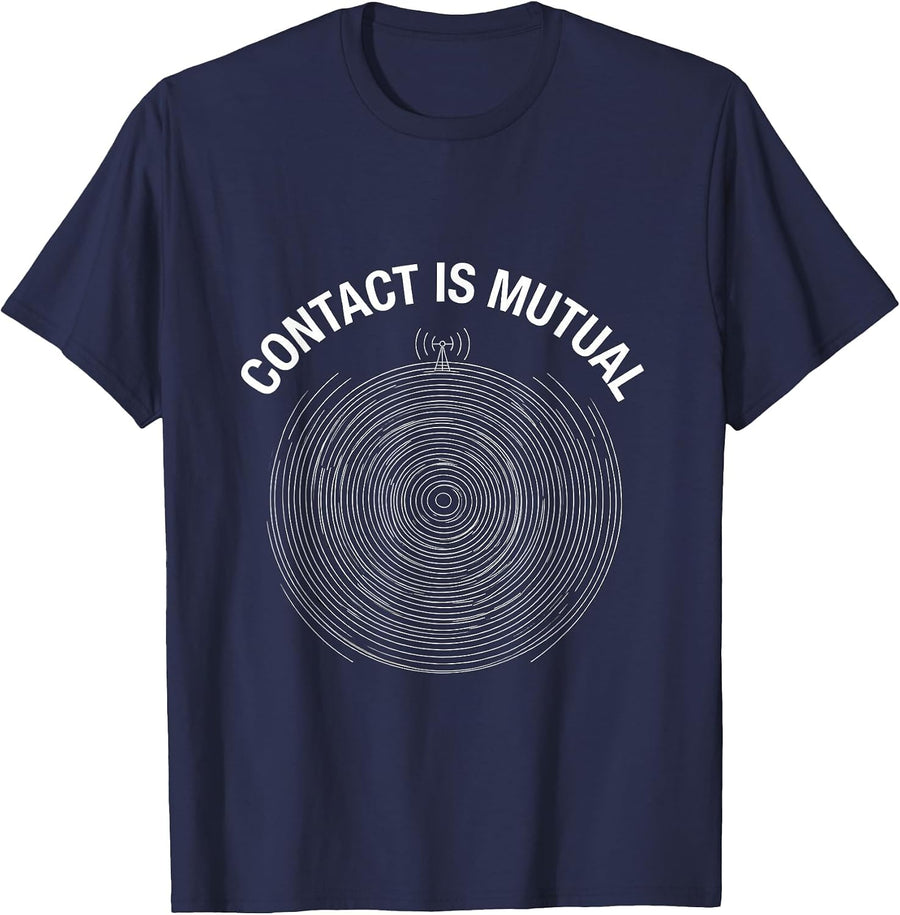 Contact Is Mutual Funny Ham Radio Amateur Radio Operator T-Shirt - Navy Blue