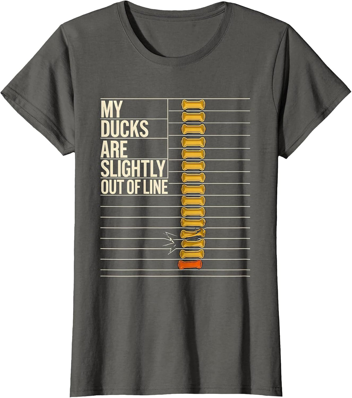 Women's My Ducks Are Slightly Out Of Line Funny Duck Novelty Gift T-Shirt - Asphalt Grey