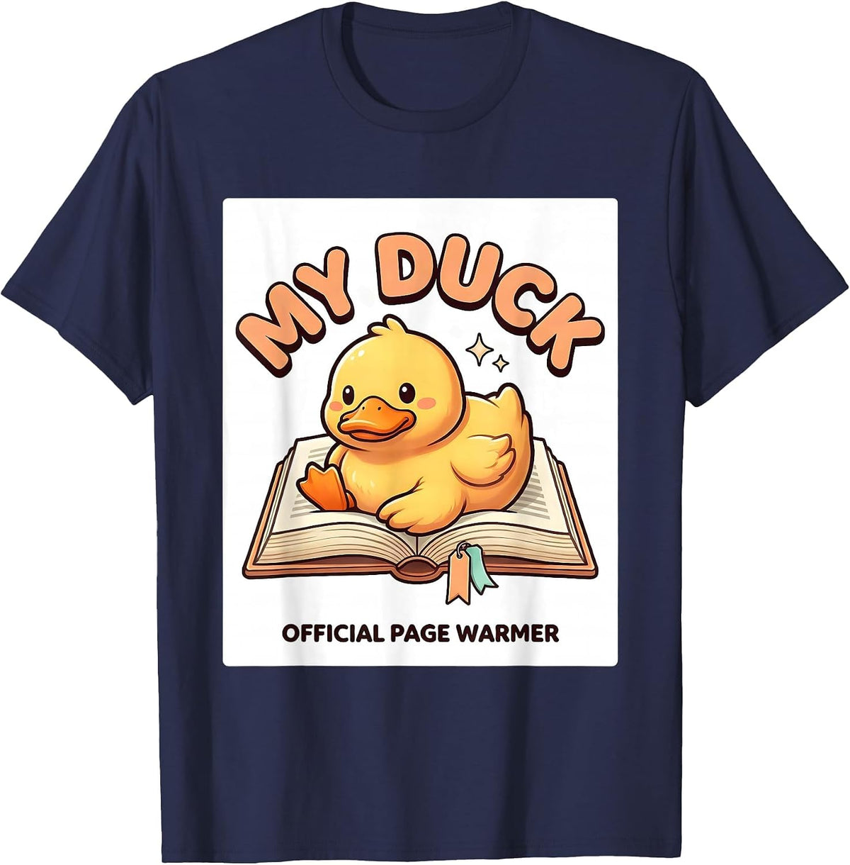 Men's My Duck Official Page Warmer Cute Kawaii Book Lover Gift T-Shirt - Navy Blue