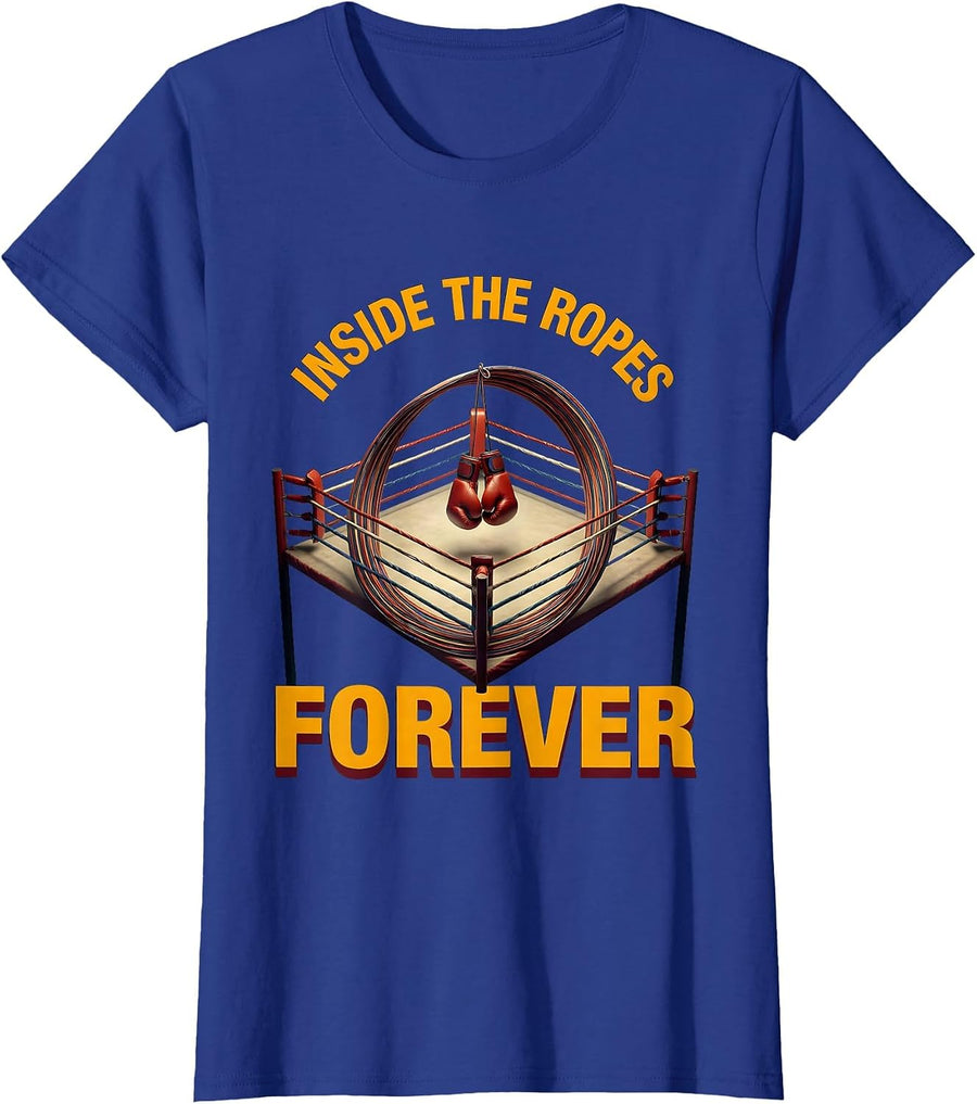 Inside the Ropes Forever Boxing Design T-Shirt, Women, Royal Blue, X-Small - As Pictured