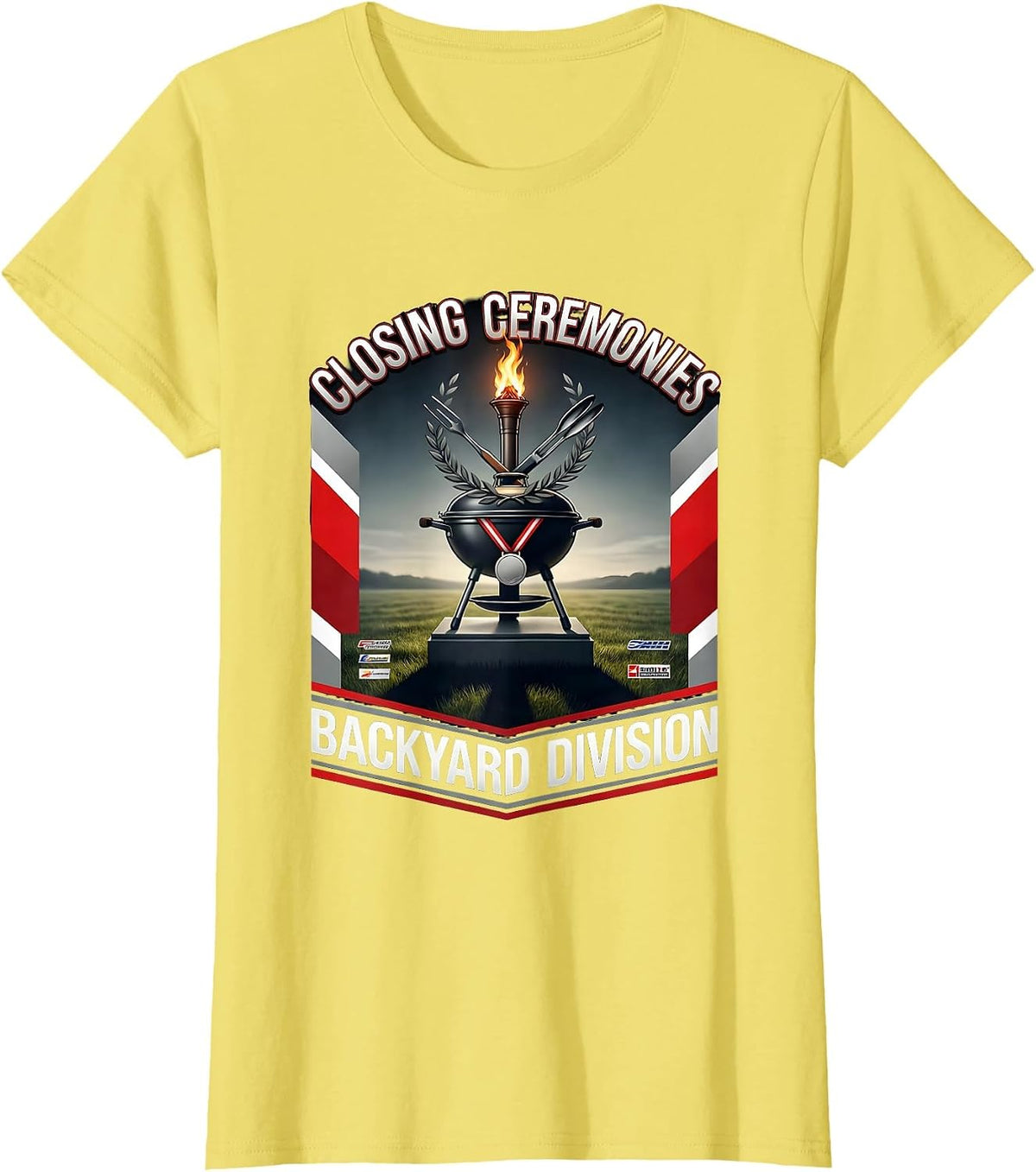 Closing Ceremonies Backyard Division Racing Grill Dad T-Shirt - Lemon Yellow