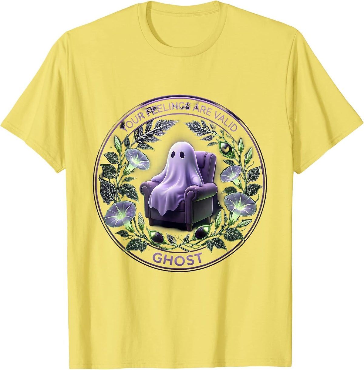 Men's Boo Crew Therapist Halloween Ghost Design T-Shirt - Lemon Yellow