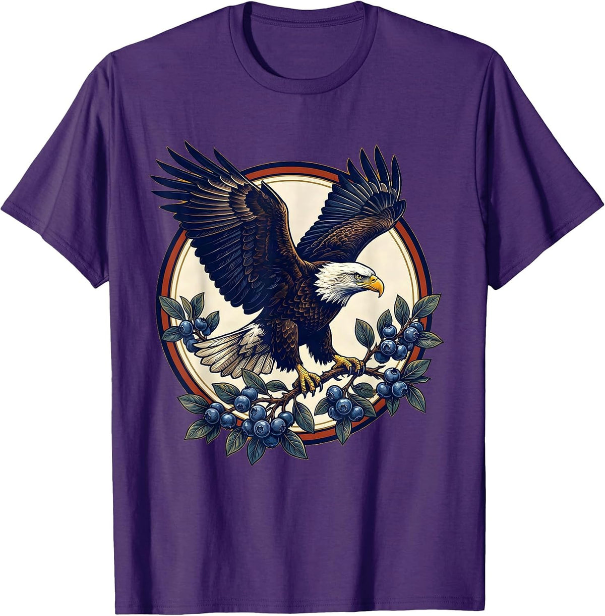 Men's Red White and Blueberry Eagle Patriotic Design T-Shirt - Purple