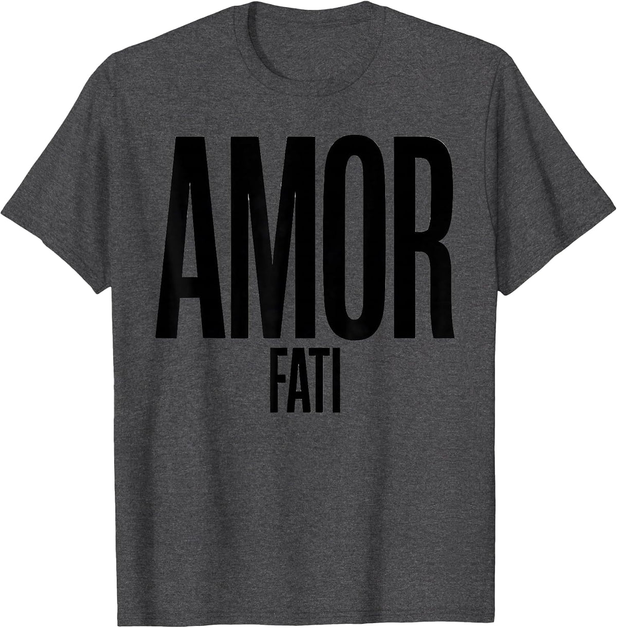 Men's AMOR FATI Stoic Philosophy Quote Memento Mori Reader Gift T-Shirt - Dark Heather Grey