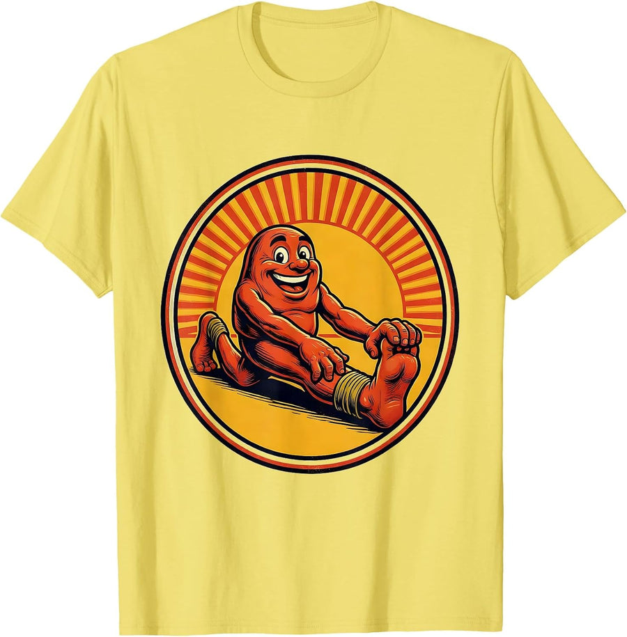 Men's Physical Therapy Hamstring Stretch Sunrise Design T-Shirt - Lemon Yellow