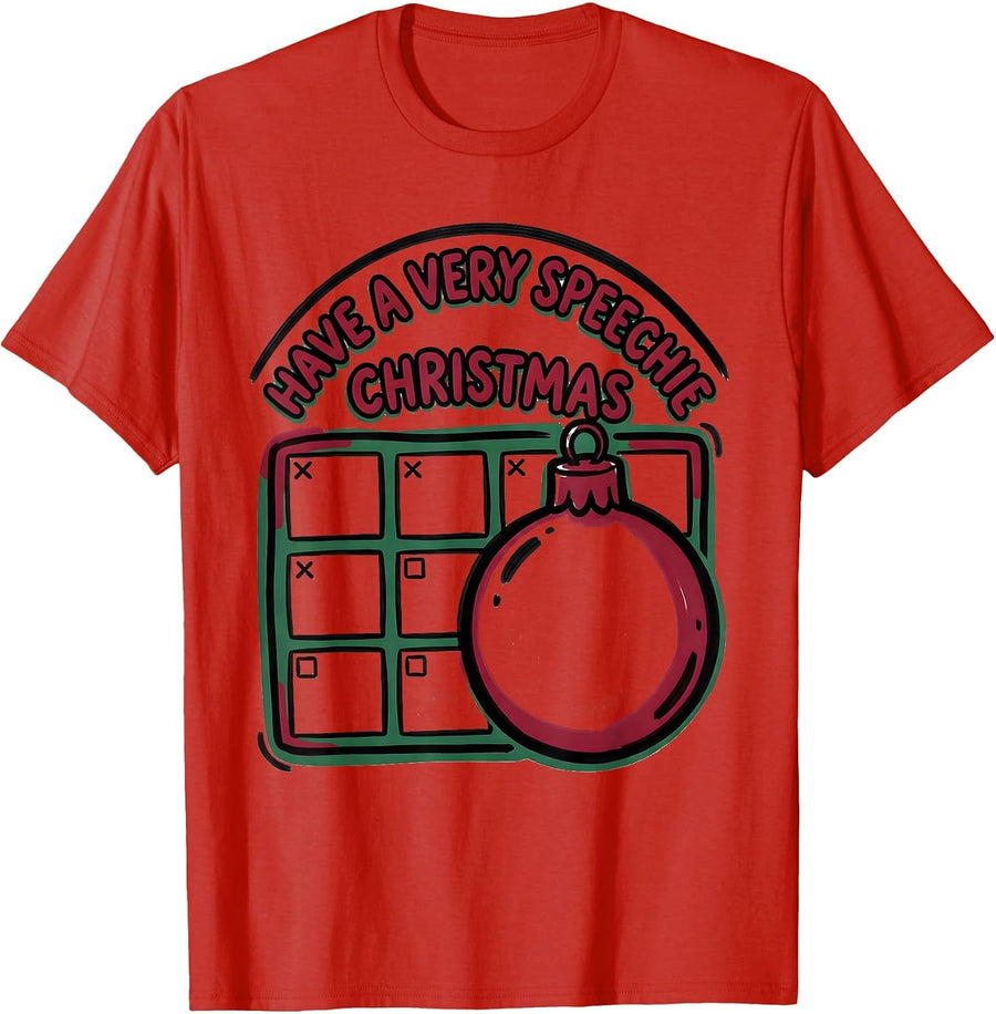 Men's Have a Very Speechie Christmas Funny SLP Speech Therapist T-Shirt - Red