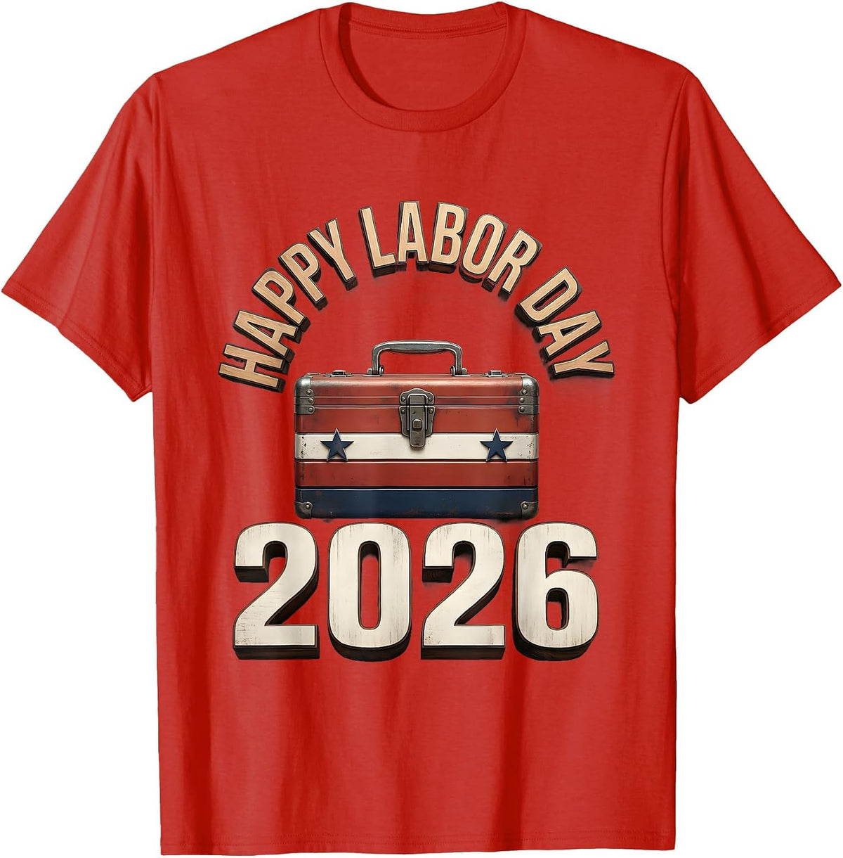 Men's Happy Labor Day 2026 Patriotic Union Pride Worker Graphic T-Shirt - Red
