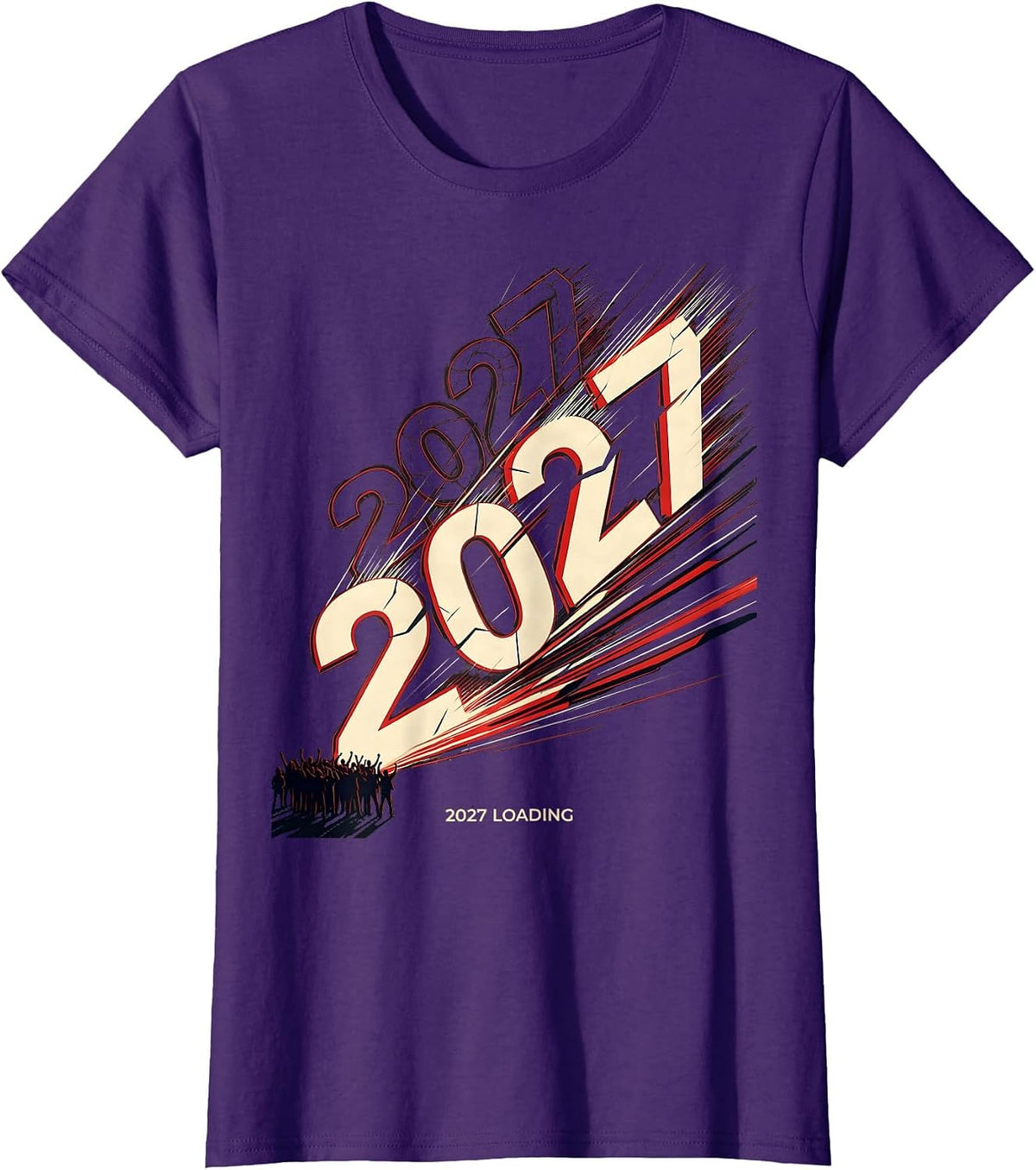 Women's 2027 Loading Futurist Dynamism New Year Party Family T-Shirt - Purple