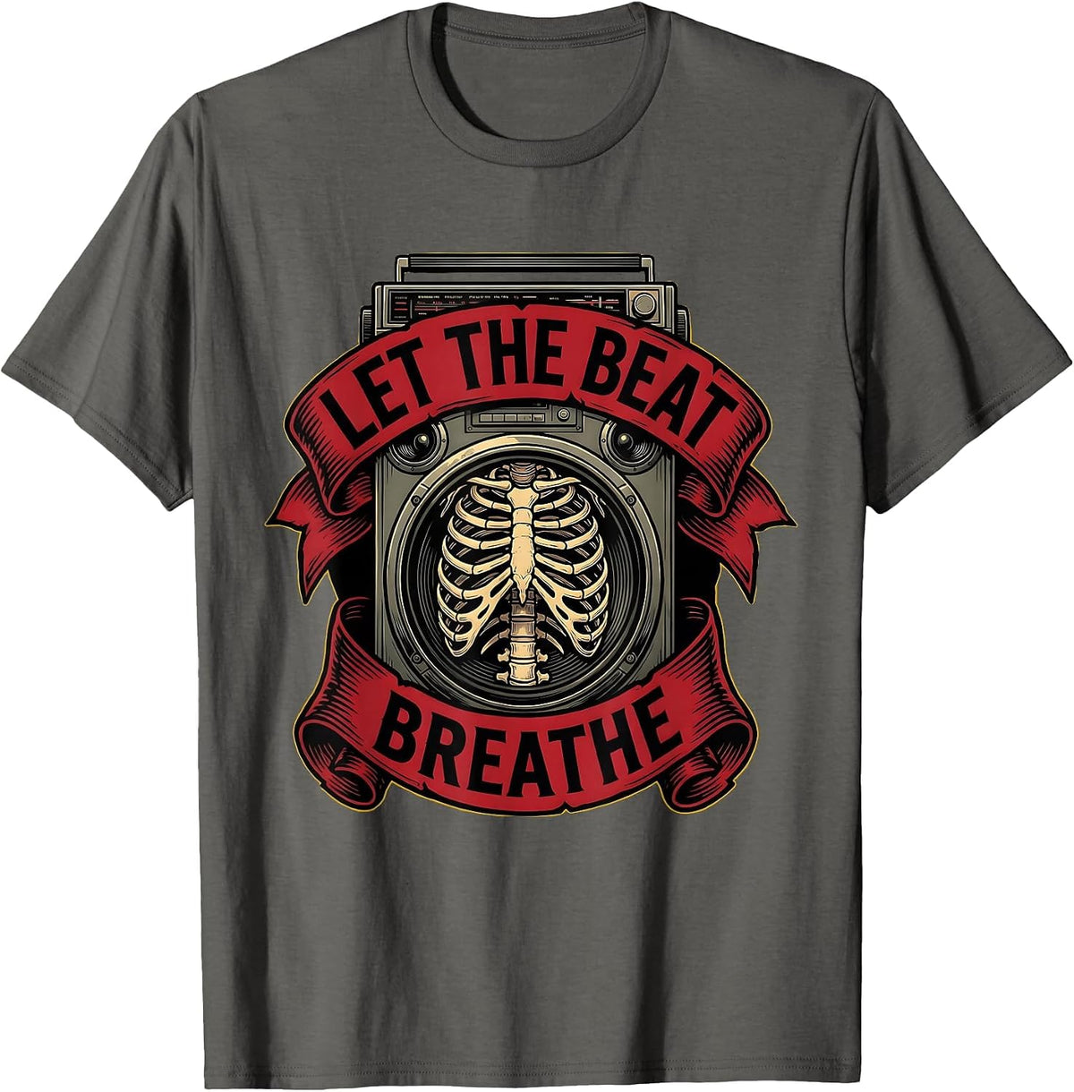 Let the Beat Breathe Hip Hop Music Design T-Shirt - Asphalt Grey