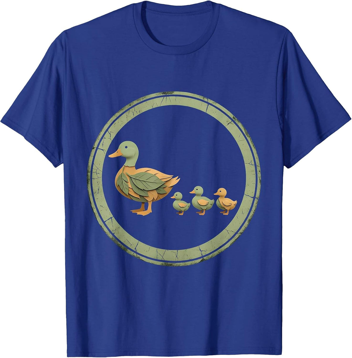 Men's Mama Duck Leading Ducklings in a Row Illustration T-Shirt - Royal Blue