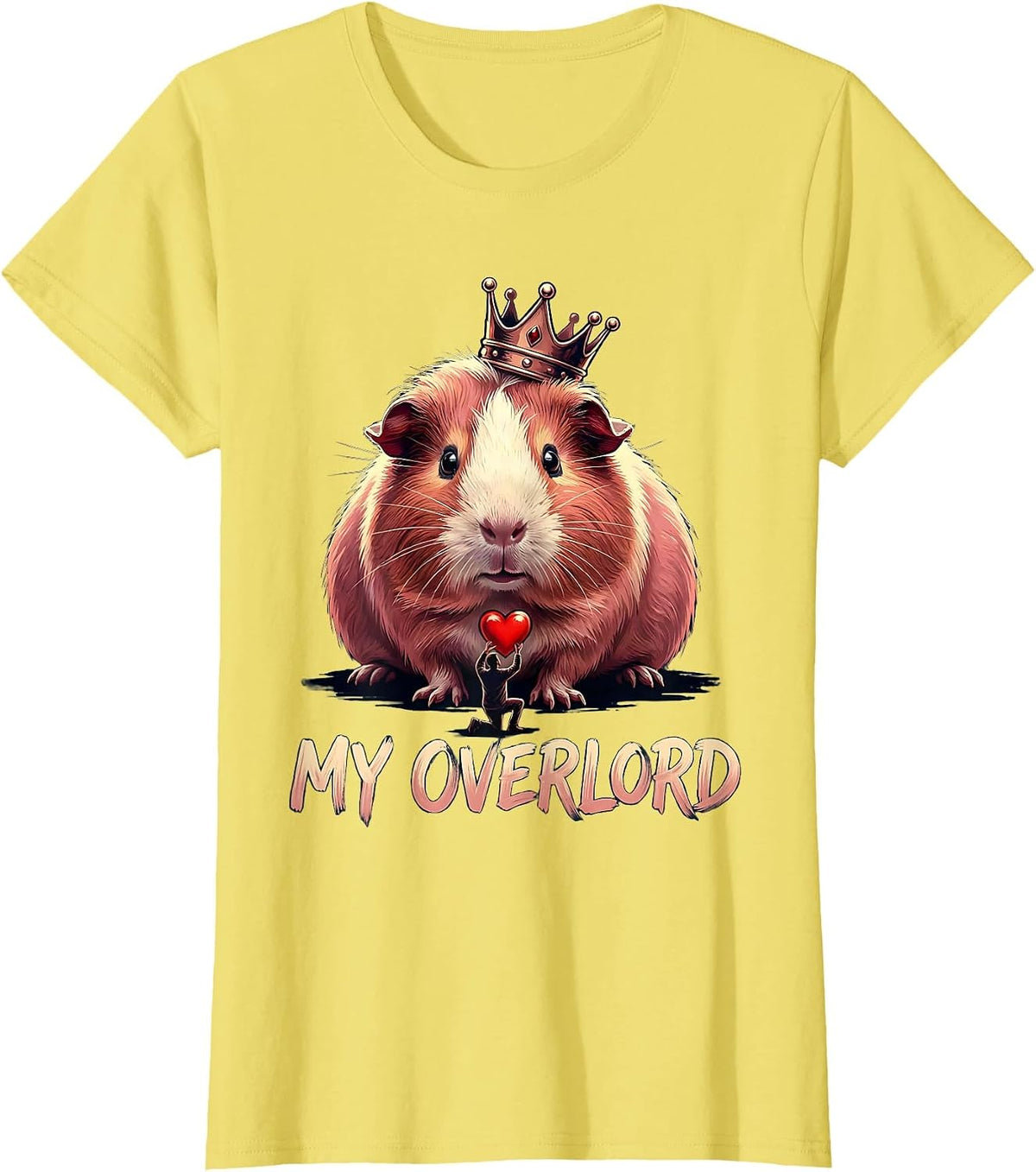 Women's Guinea Pig Crowned Farm Animal Humor Gift T-Shirt - Lemon Yellow