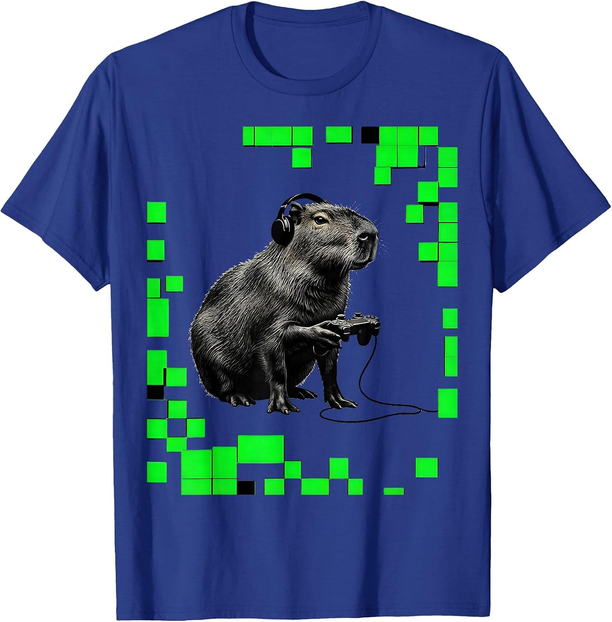 Capybara Gamer Bruh Meme Humor Minimalist T-Shirt - Royal Blue