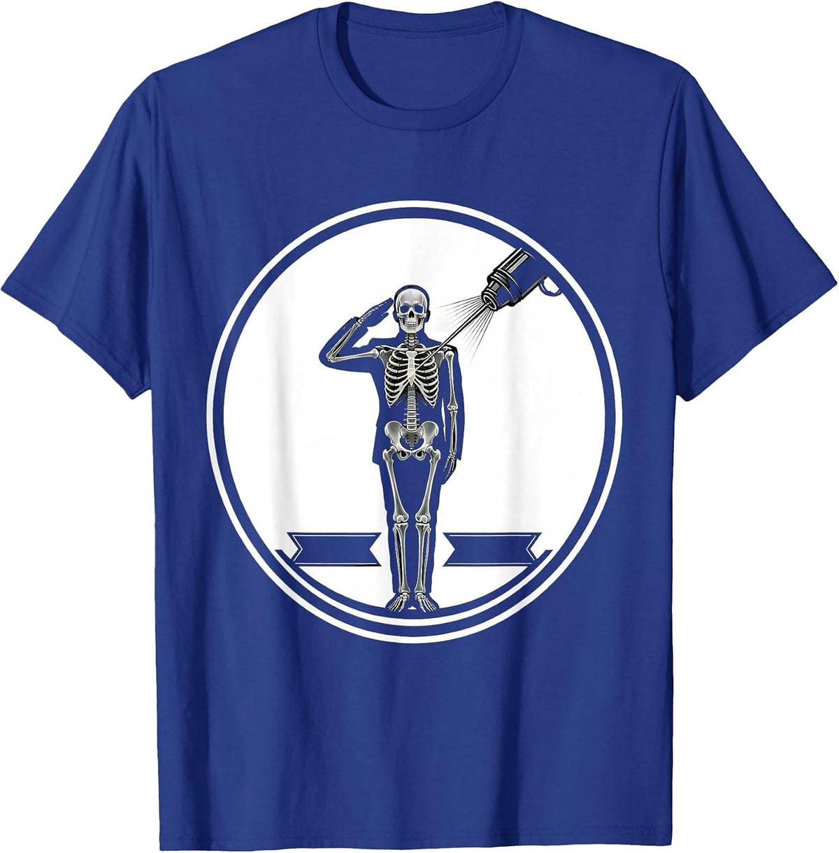 Men's Skeleton Salute Radiology Tech Halloween Humor T-Shirt - Royal Blue