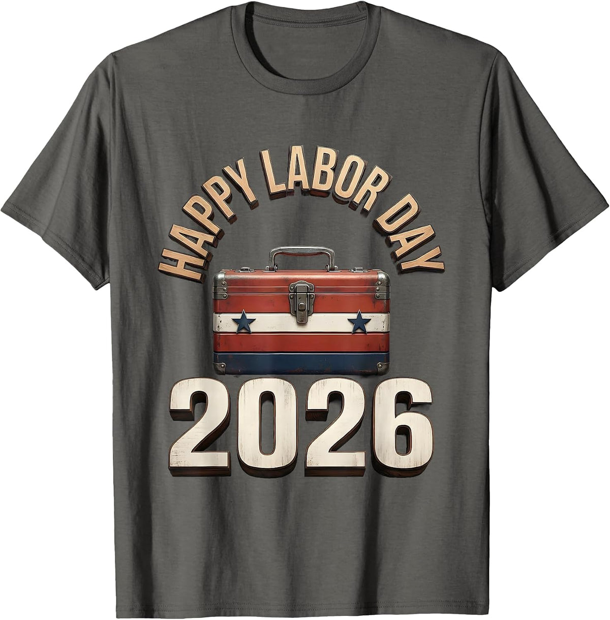 Men's Happy Labor Day 2026 Patriotic Union Pride Worker Graphic T-Shirt - Asphalt Grey