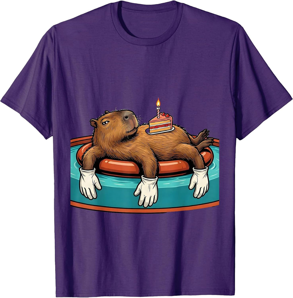 Capybara Birthday Retro Cartoon Novelty Humor T-Shirt - Purple