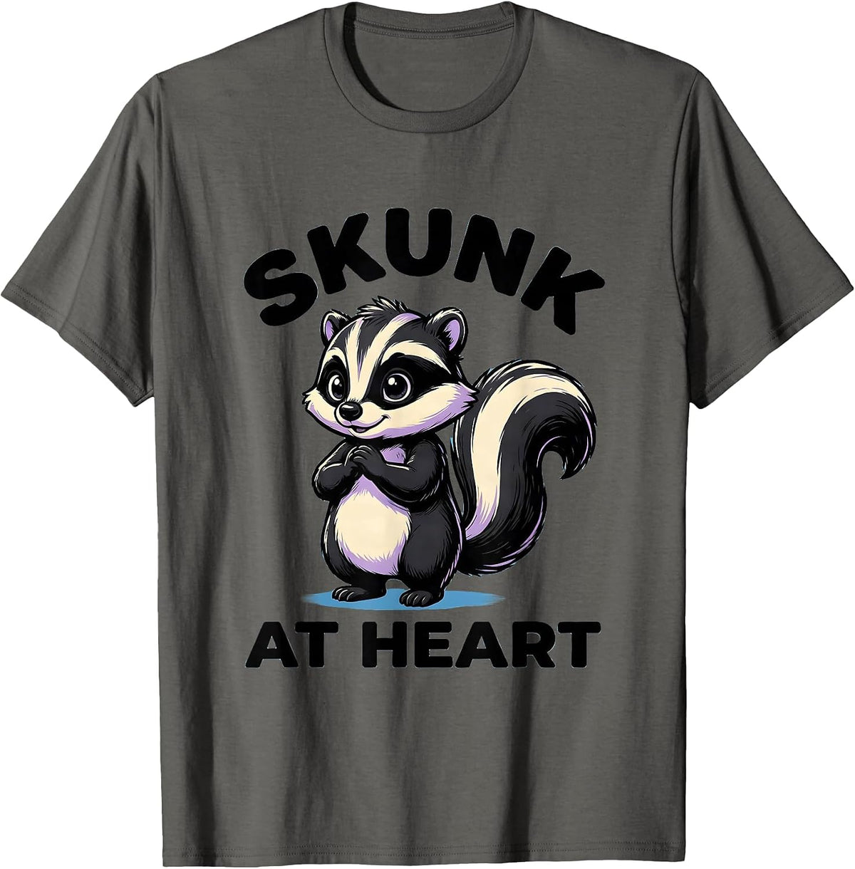 Skunk At Heart Cute Kawaii Skunk Lover Gift Animal Humor T-Shirt - Asphalt Grey