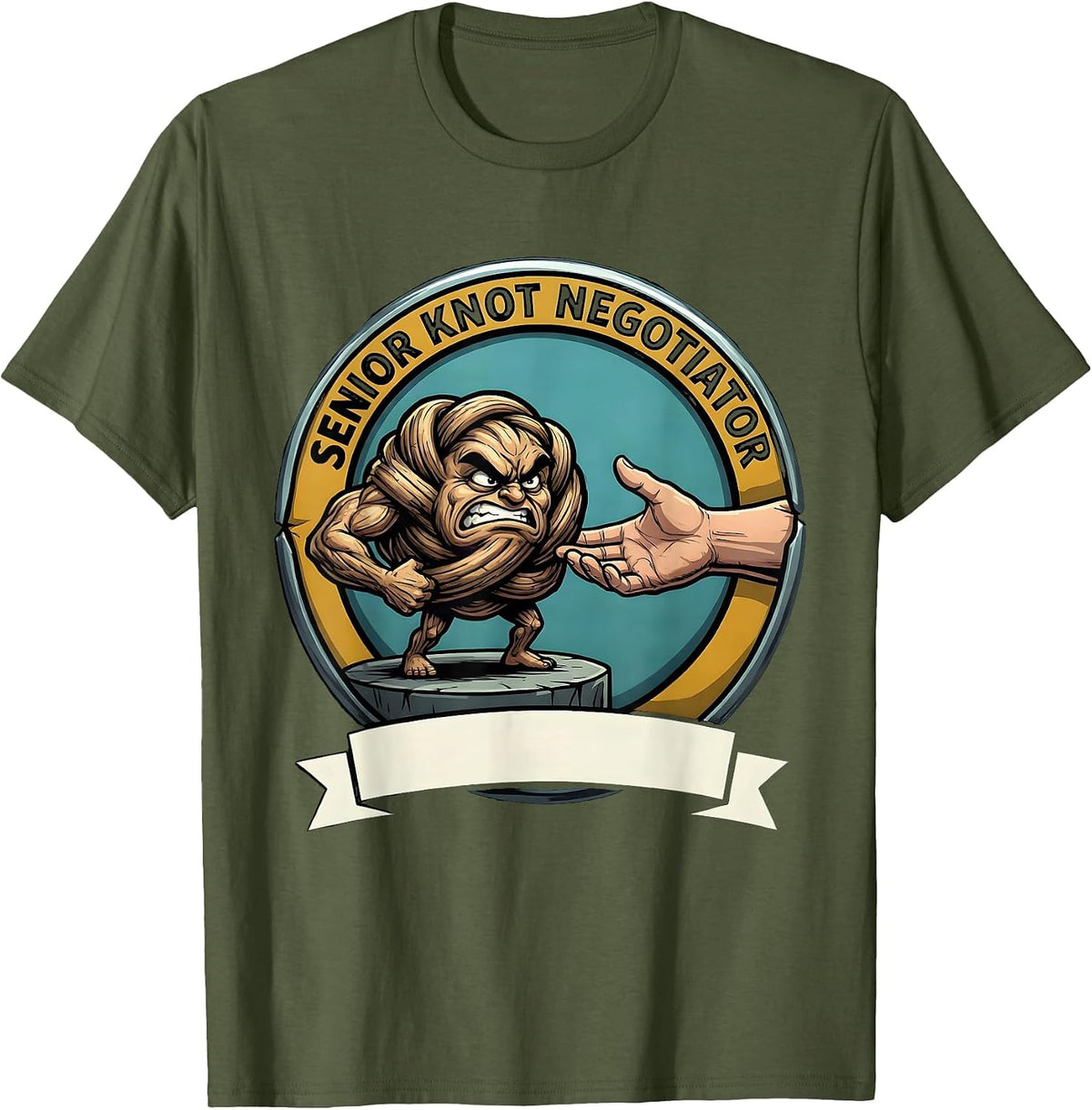 Men's Senior Knot Negotiator Funny Massage Therapist Chiropractor T-Shirt - Olive Green