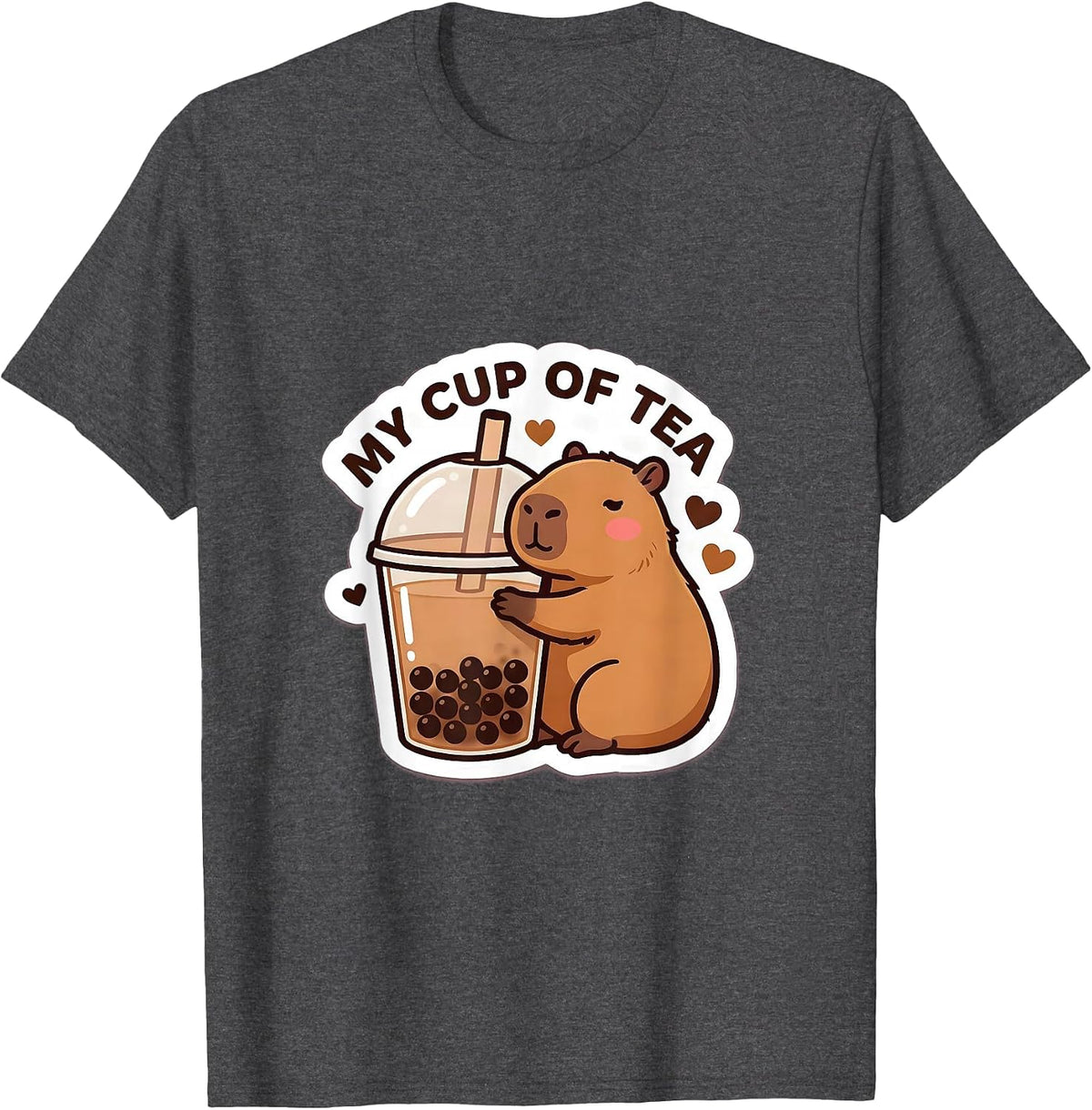 My Cup of Tea Cute Kawaii Capybara Boba Tea Anime T-Shirt - Dark Heather Grey