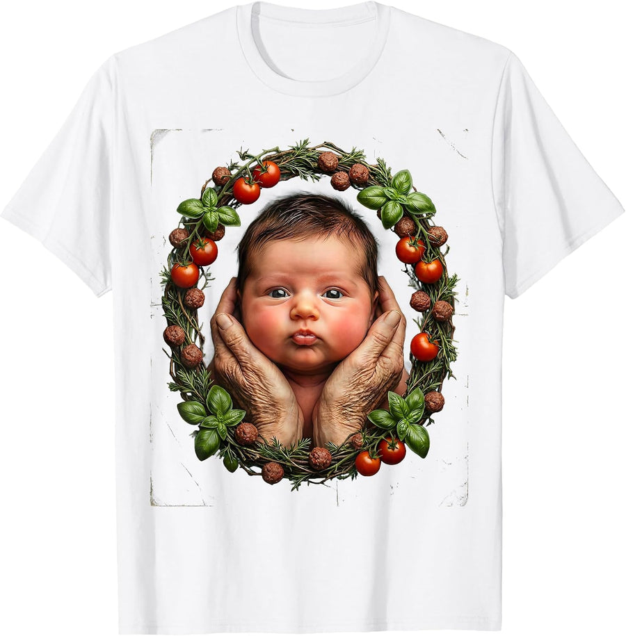 Mommy's Little Meatball Italian Grandma Baby T-Shirt - White