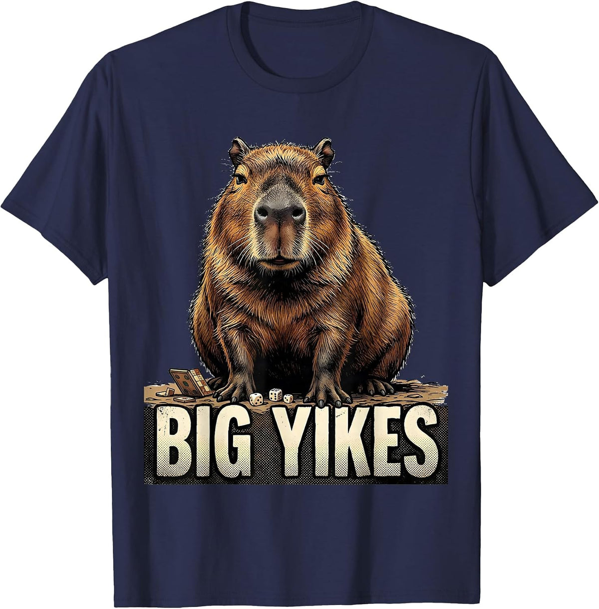 Big Yikes Funny Capybara Animal Meme Gamer Humor T-Shirt - Navy Blue
