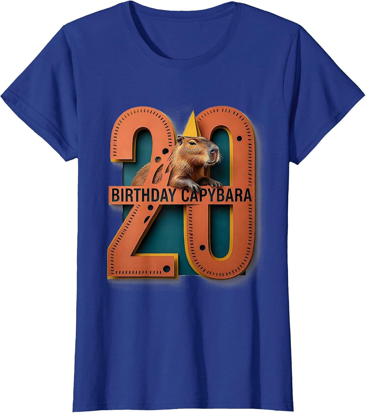 Women's Birthday Capybara Age 20 Funny Animal Meme Birthday Gift T-Shirt - Royal Blue