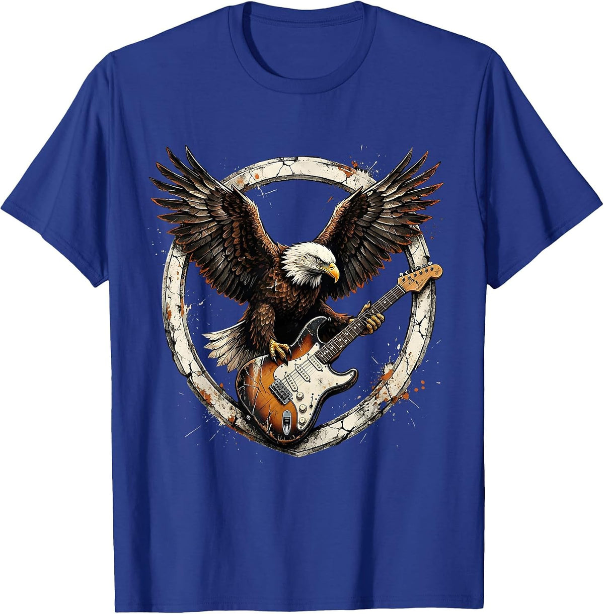 Nashville Bald Eagle Electric Guitar Graphic T-Shirt - Royal Blue