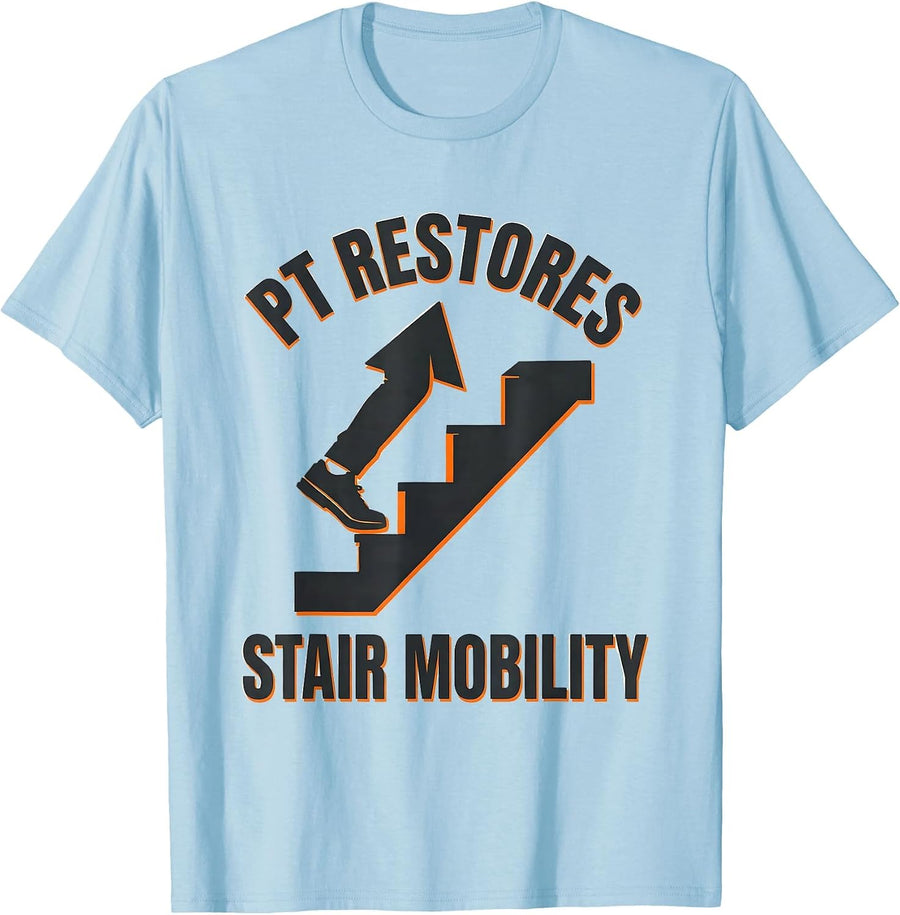 Men's PT Restores Stair Mobility Stencil Graphic Physical T-Shirt - Baby Blue