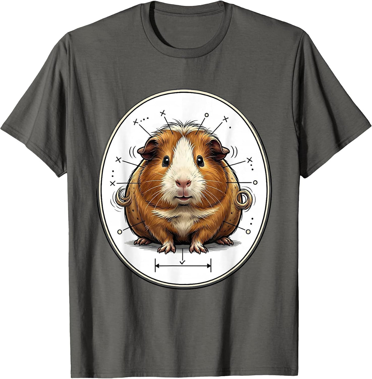 Men's Chubby Guinea Pig Cartoon Cute Pet Lover Humor T-Shirt - Asphalt Grey