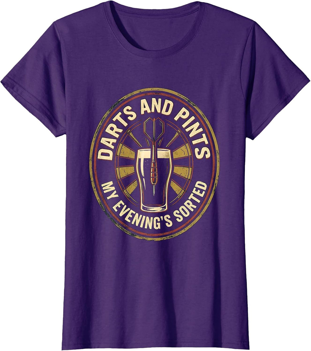 Women's Darts And Pints My Evening's Sorted Funny Dart Player Humor T-Shirt - Purple