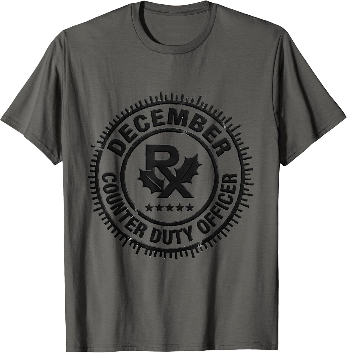 December Counter Duty Officer Rubber Stamp Pharmacy Squad T-Shirt - Asphalt Grey