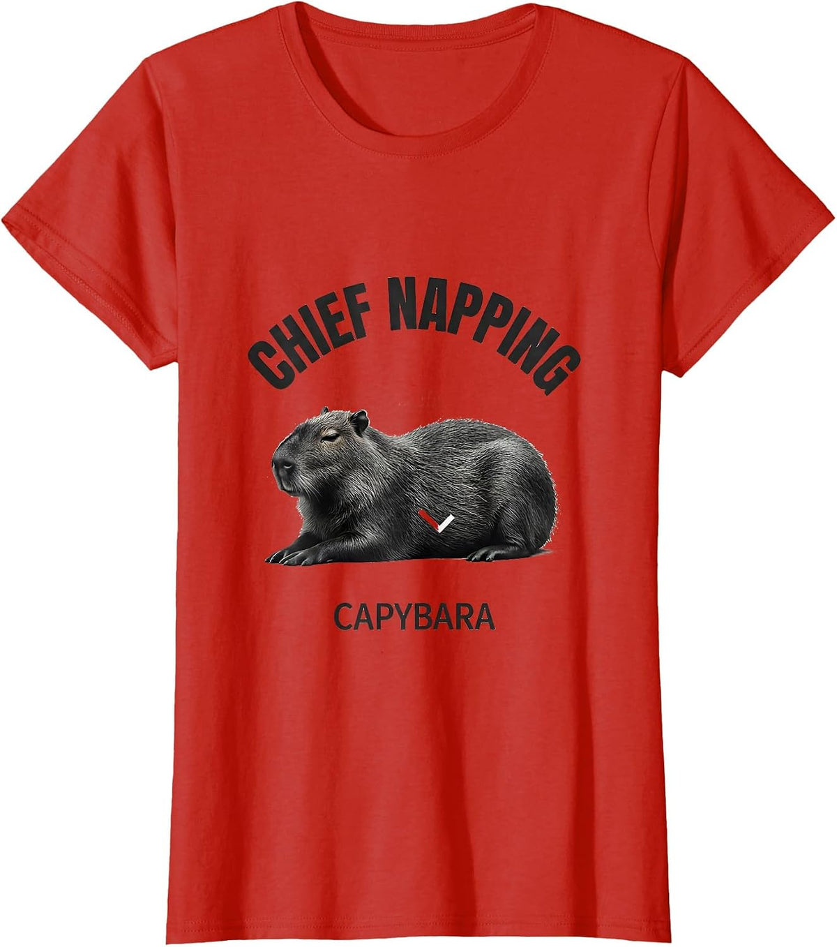 Chief Napping Capybara Funny Gamer Meme Humor T-Shirt - Red