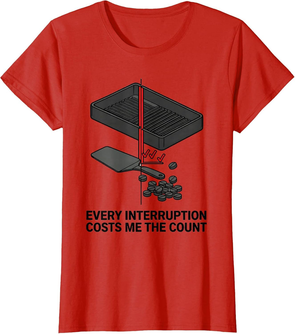 Women's Every Interruption Costs Me The Count Funny Pharmacy T-Shirt - Red