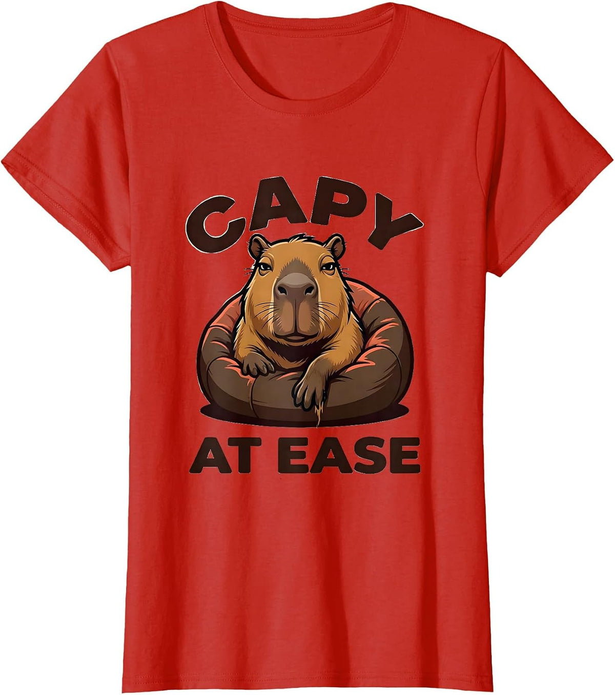Capy at Ease Funny Capybara Meme Animal Lover Humor T-Shirt - Red